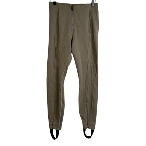 Lululemon Pull-On Zip-Front High-Rise Pant Full Length Beige Stirrups Size Mediu - Picture 1 of 5